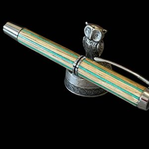 Blenheim Palace Oak Rollerball Pen with Green Dyed Birch Pinstripes