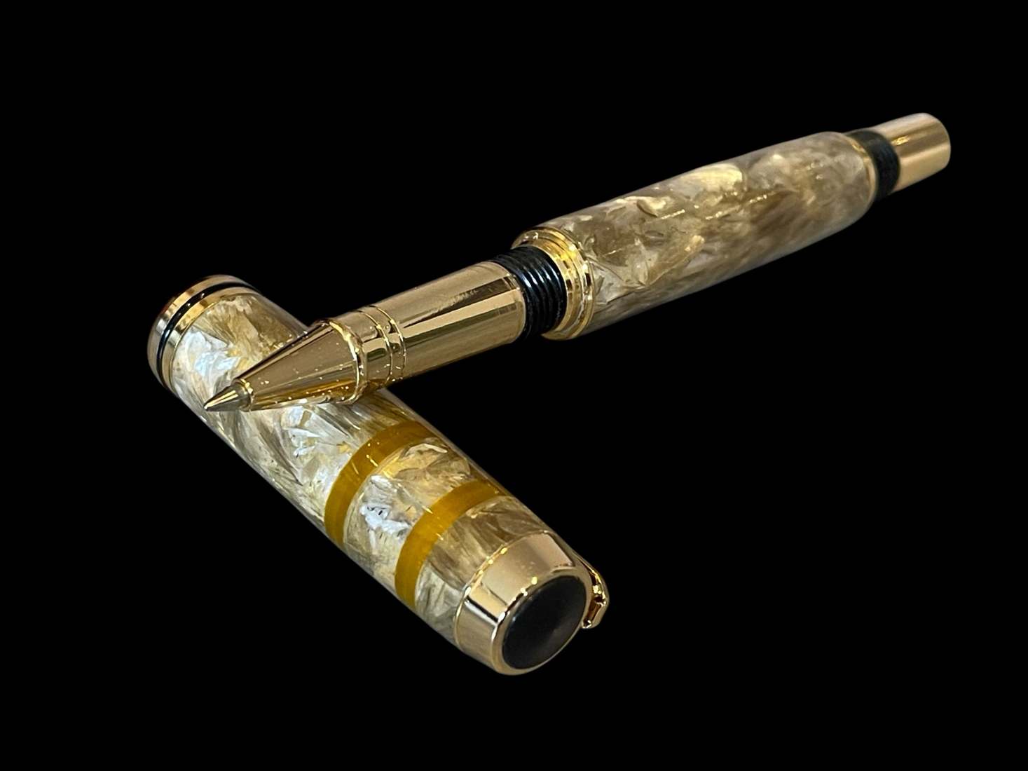 Mystic Mica Rollerball Pen with Gold Acrylic Accents