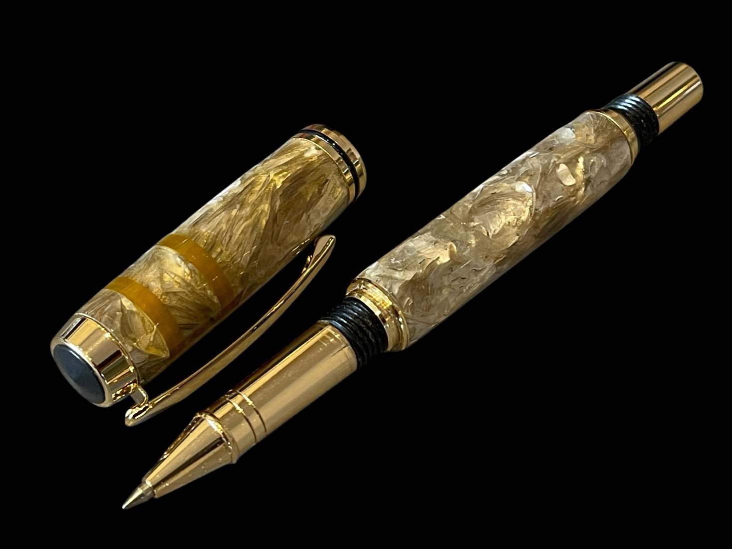 Mystic Mica Rollerball Pen with Gold Acrylic Accents - Image 3
