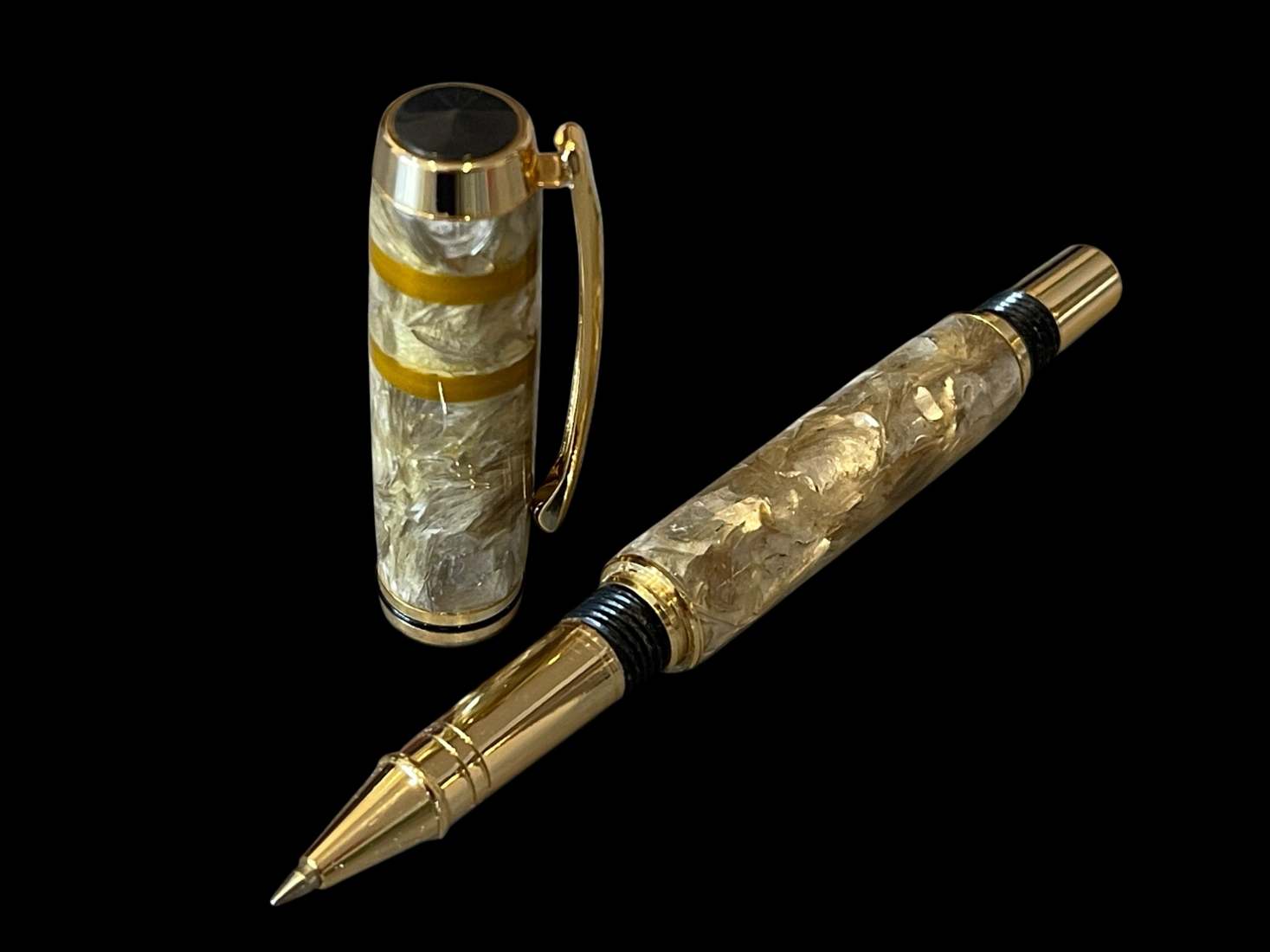 Mystic Mica Rollerball Pen with Gold Acrylic Accents - Image 2
