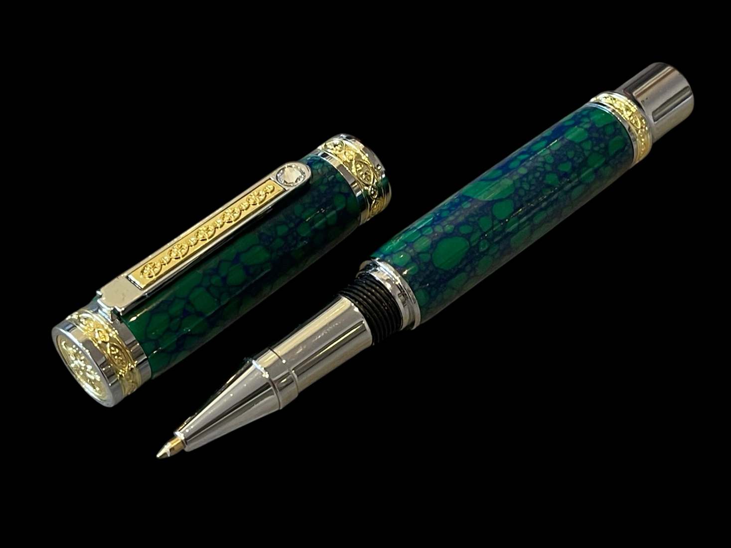 Tru-Stone Malachite Luxury Rollerball Pen - Image 4