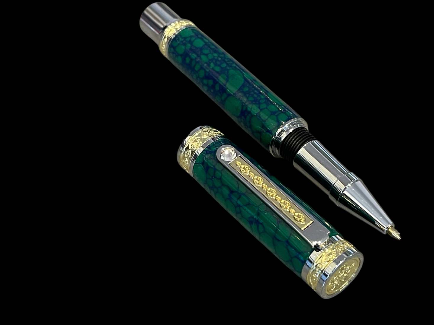Tru-Stone Malachite Luxury Rollerball Pen
