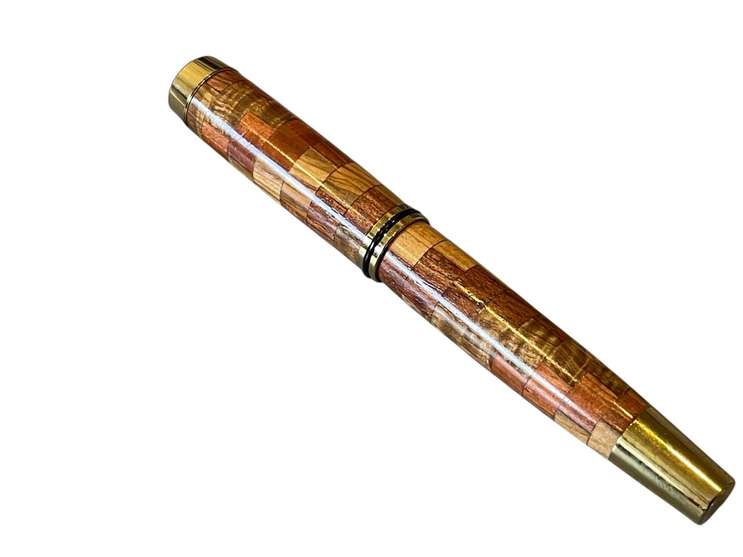 Four Exotic Hardwoods Segmented Fountain Pen - Image 2