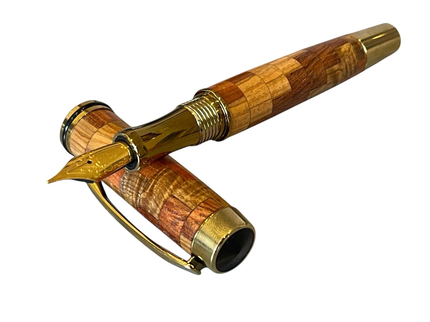 Four Exotic Hardwoods Segmented Fountain Pen