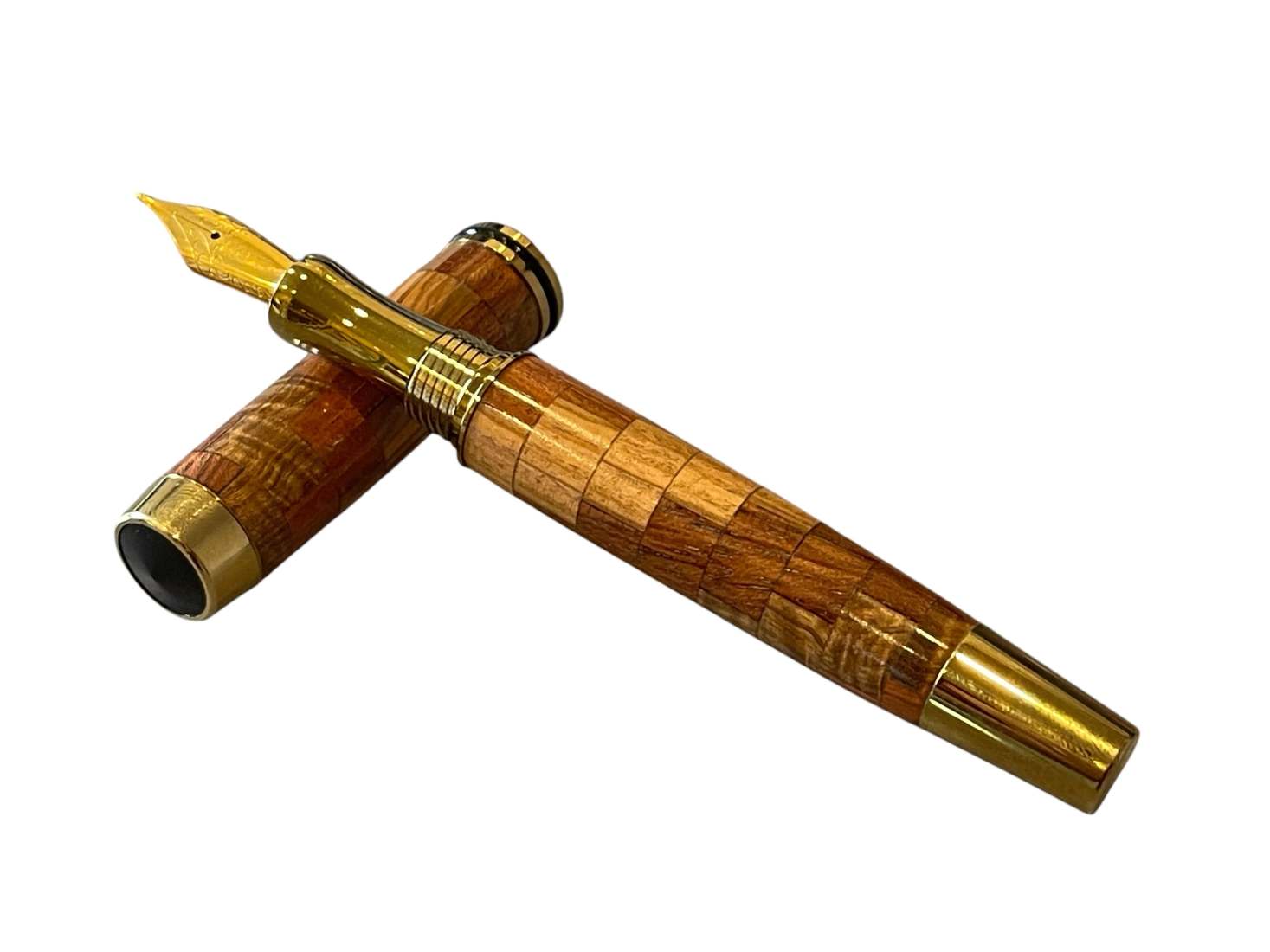 Four Exotic Hardwoods Segmented Fountain Pen - Image 5