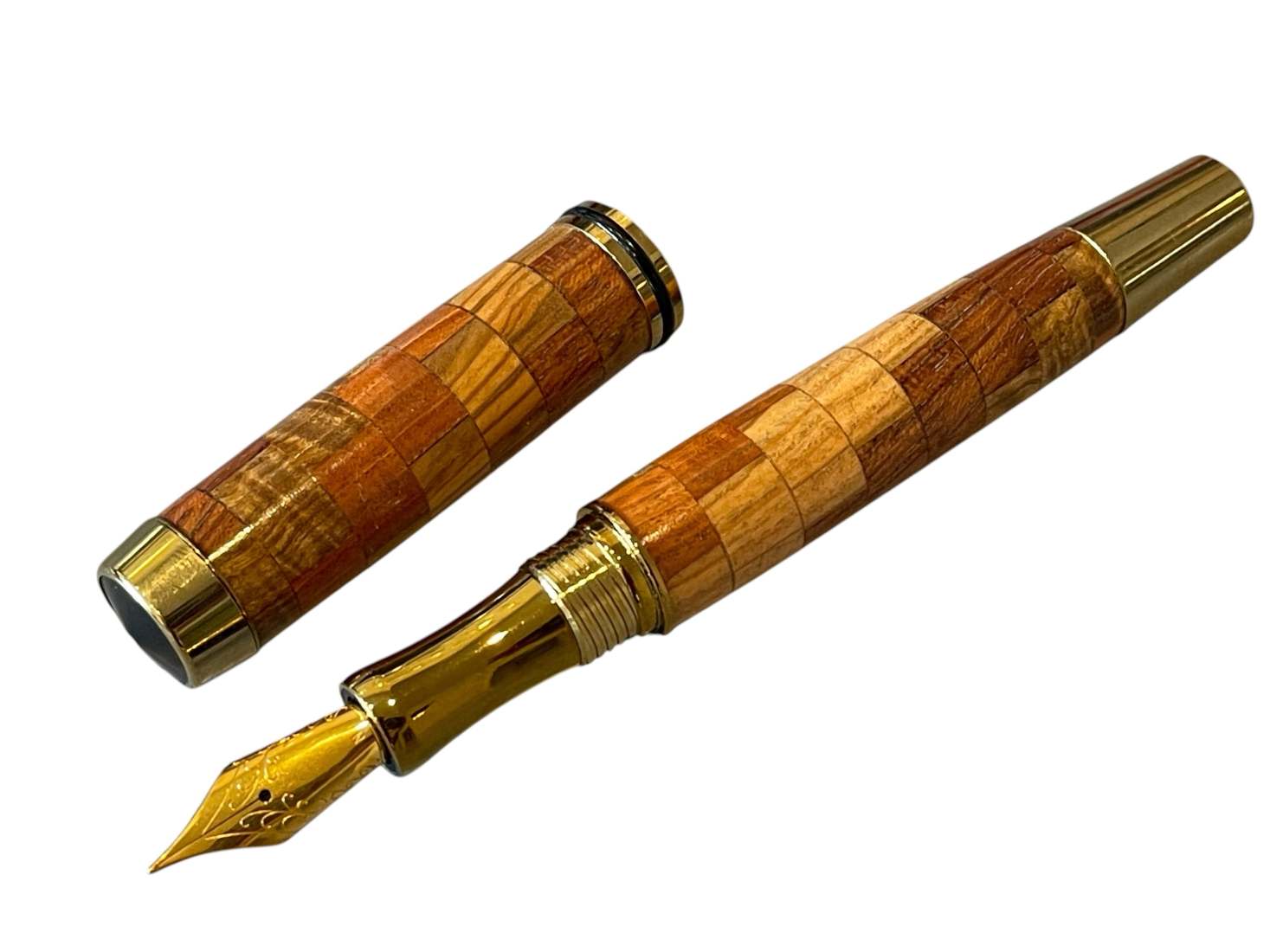 Four Exotic Hardwoods Segmented Fountain Pen - Image 7