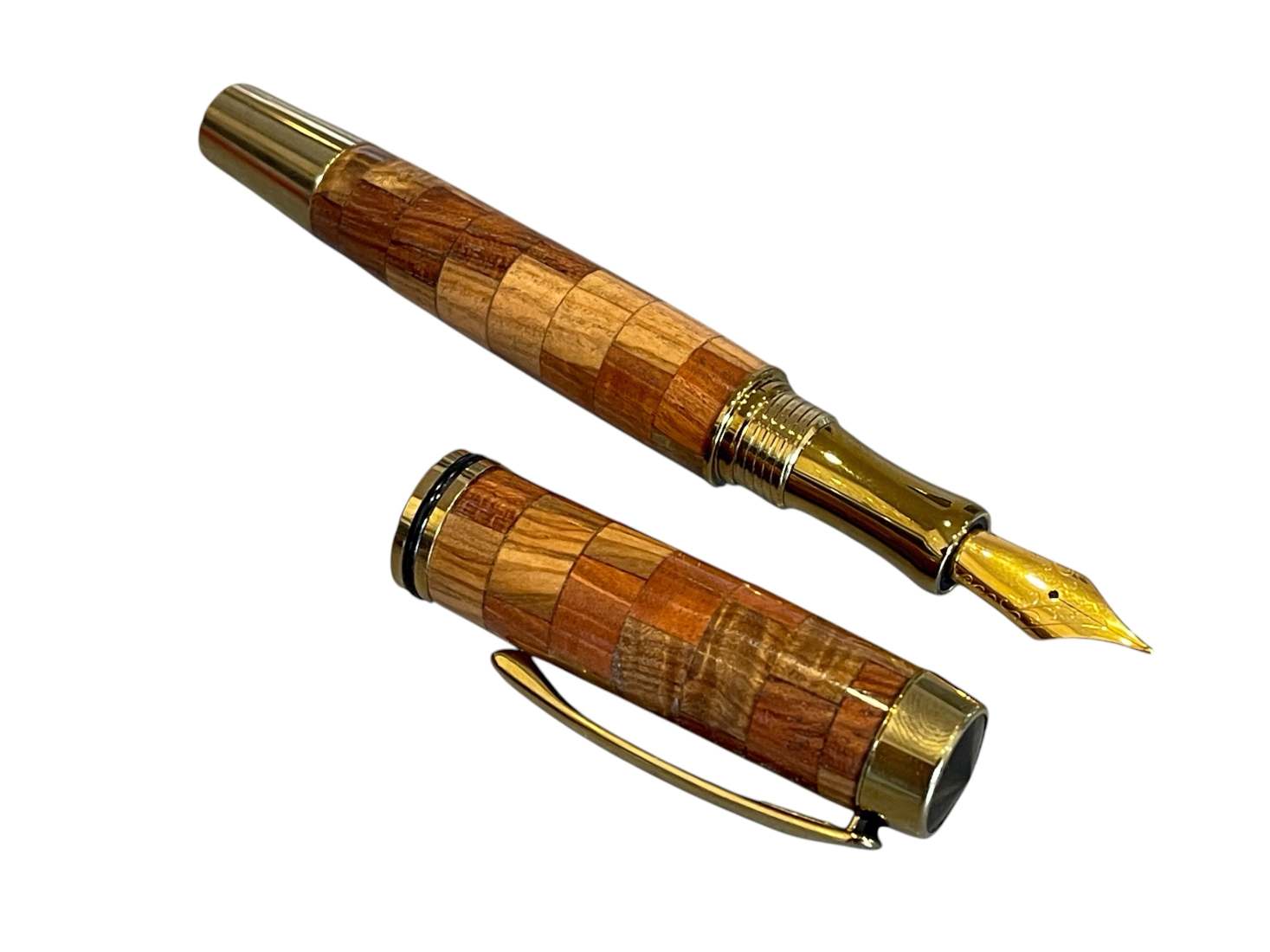 Four Exotic Hardwoods Segmented Fountain Pen - Image 4