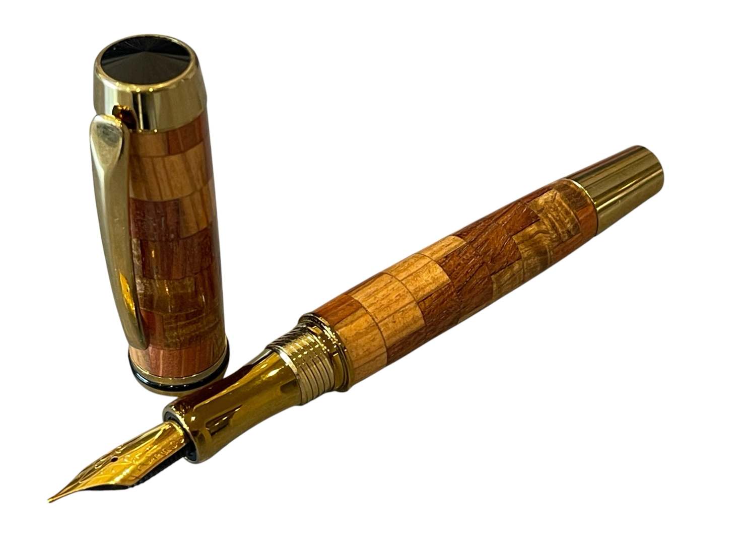Four Exotic Hardwoods Segmented Fountain Pen - Image 8