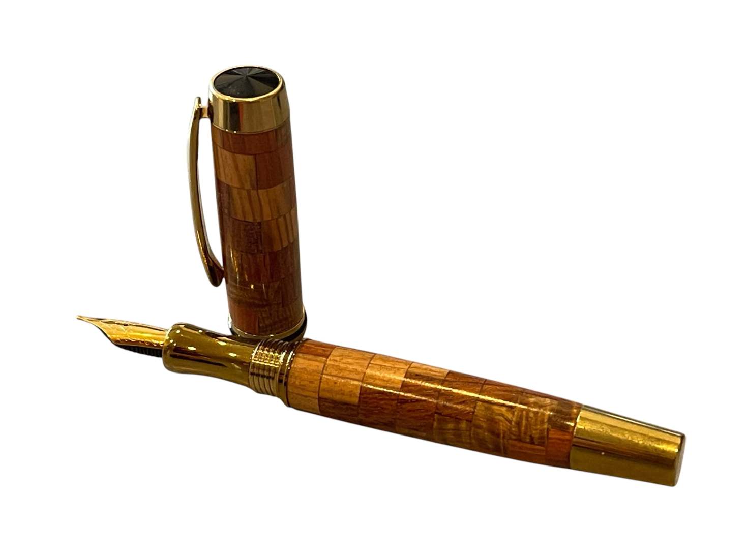Four Exotic Hardwoods Segmented Fountain Pen - Image 3