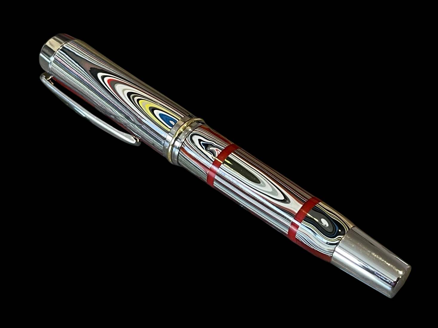 Fordite Fountain Pen with Red Acrylic Accents - Image 3